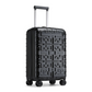 Black hard-shell suitcase with a raised geometric pattern, featuring a telescopic handle and 360° spinner wheels for smooth and effortless transport.