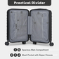 Interior view of a suitcase with a practical divider, spacious main compartment, and zipped mesh pockets for optimised organisation.